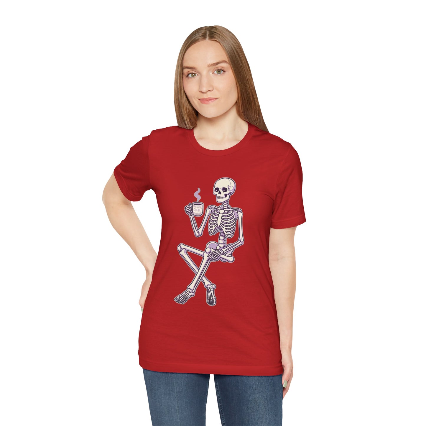 Skeleton Sips Coffee