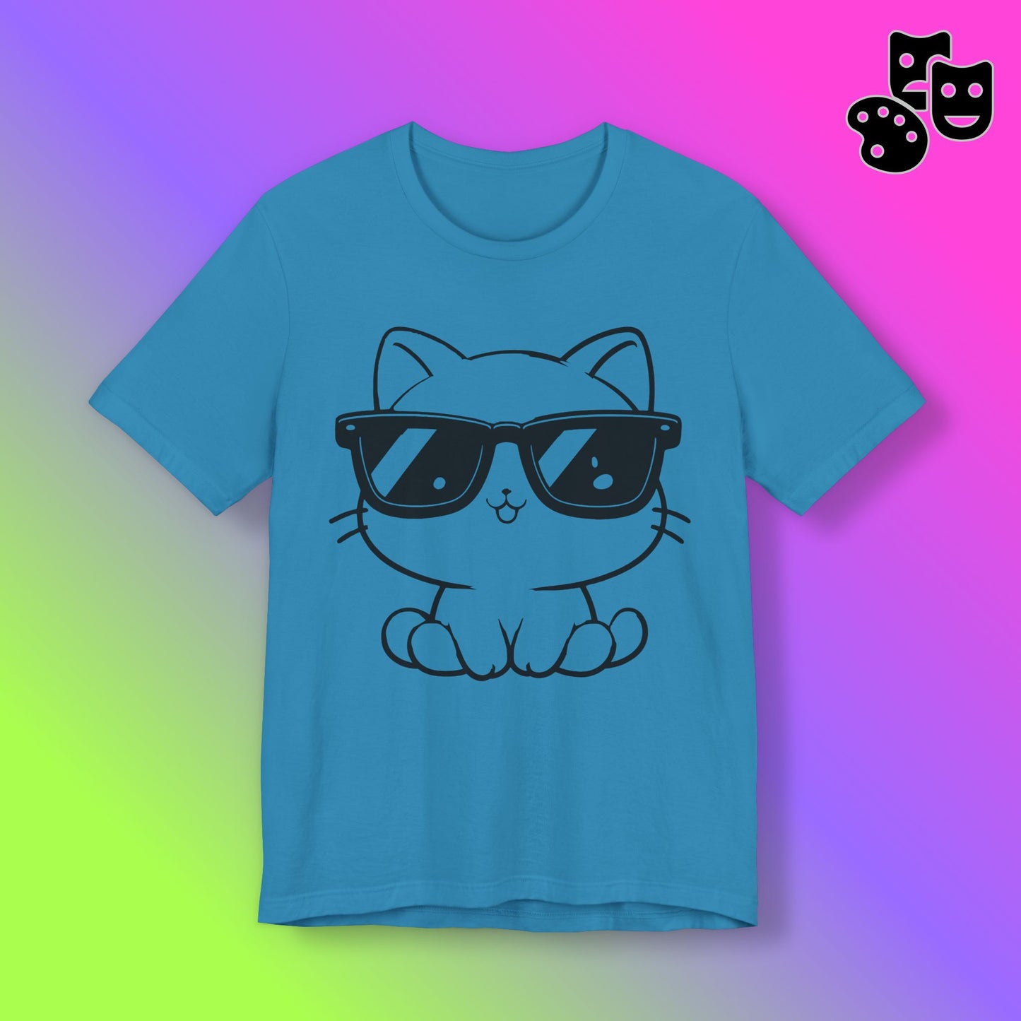 Cat Sunglasses Line Art Tee