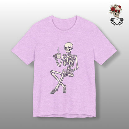 Skeleton Sips Coffee