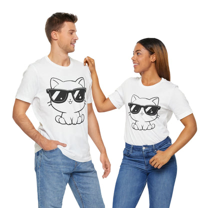 Cat Sunglasses Line Art Tee