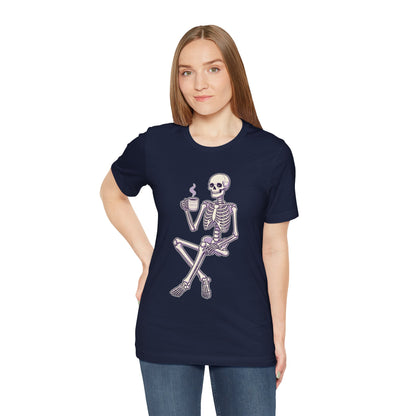 Skeleton Sips Coffee