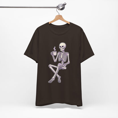 Skeleton Sips Coffee
