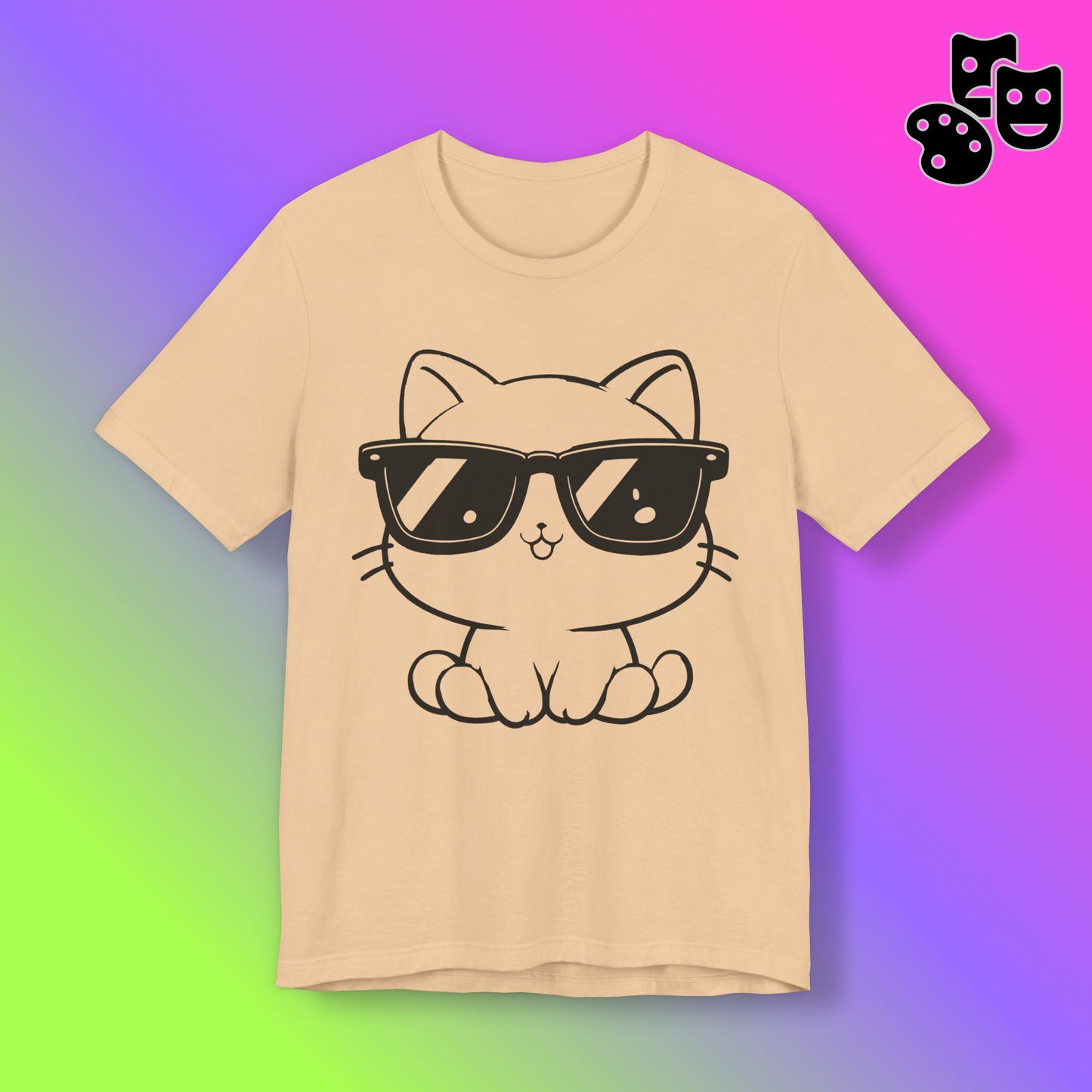Cat Sunglasses Line Art Tee