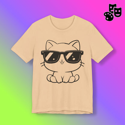 Cat Sunglasses Line Art Tee