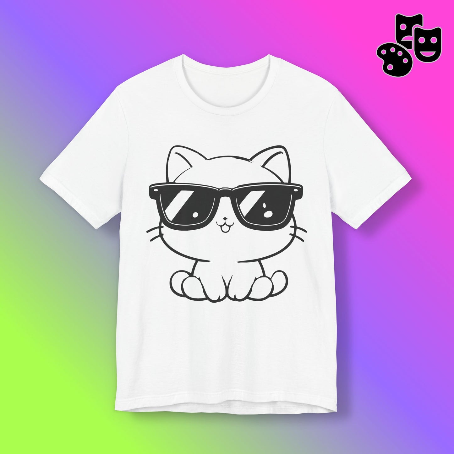 Cat Sunglasses Line Art Tee