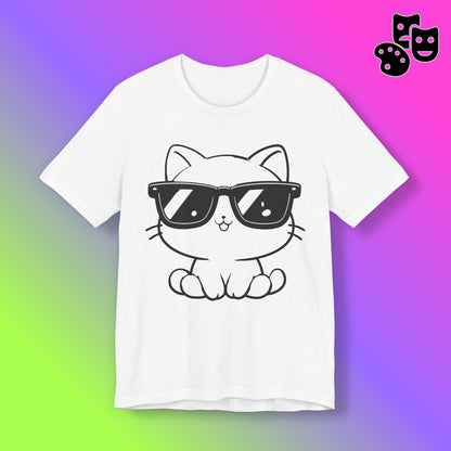 Cat Sunglasses Line Art Tee