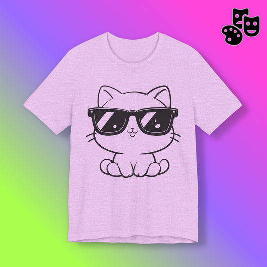 Cat Sunglasses Line Art Tee