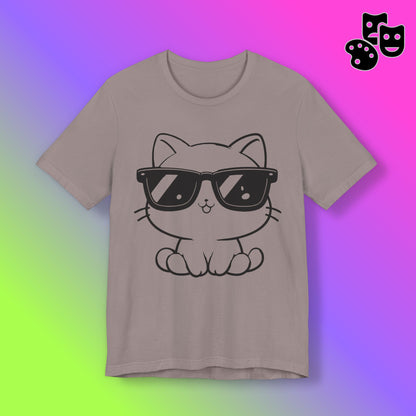 Cat Sunglasses Line Art Tee