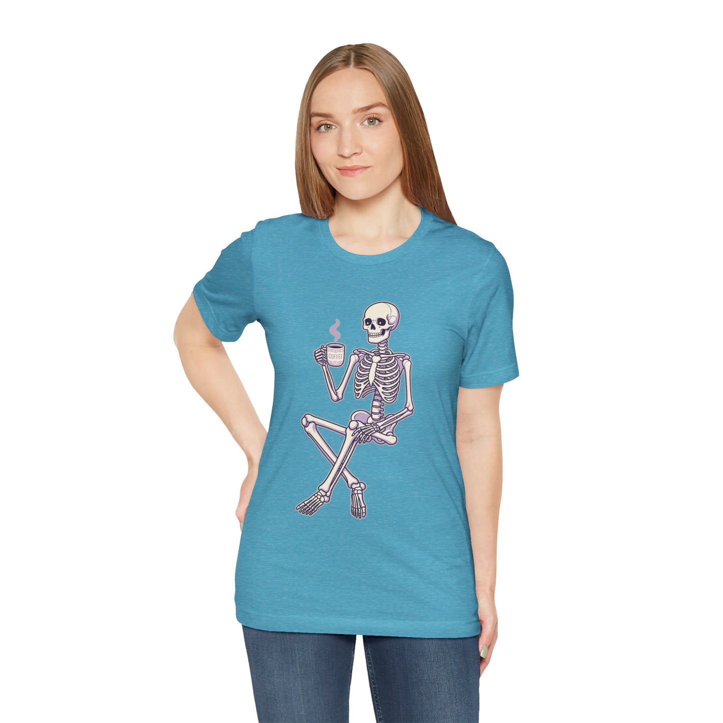 Skeleton Sips Coffee
