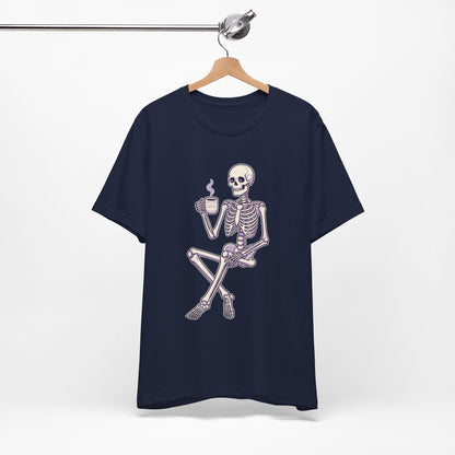 Skeleton Sips Coffee
