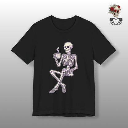 Skeleton Sips Coffee