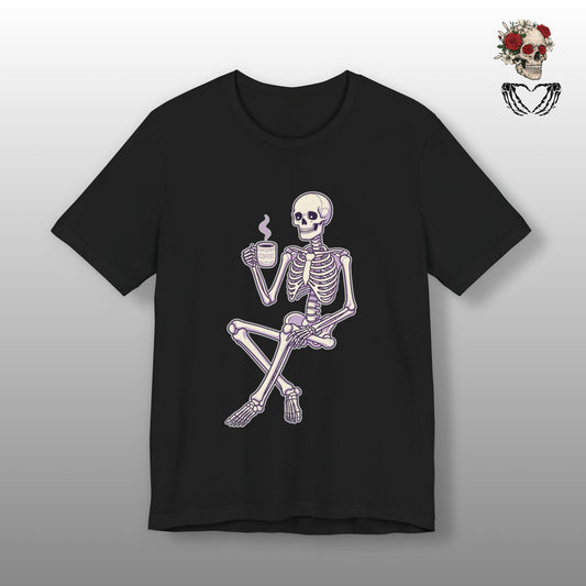 Skeleton Sips Coffee