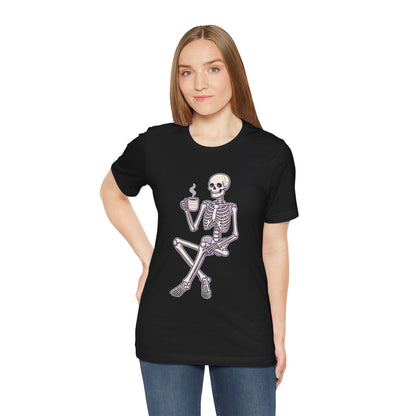 Skeleton Sips Coffee
