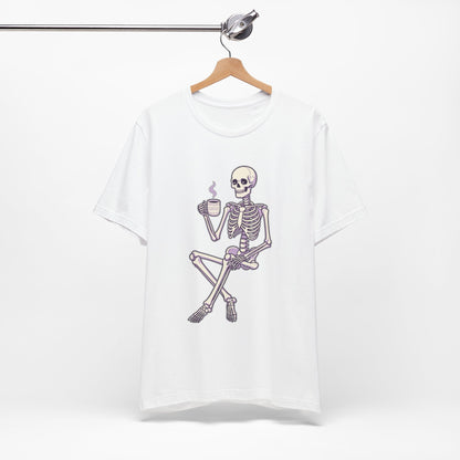 Skeleton Sips Coffee