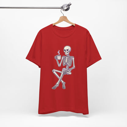 Skeleton Sips Coffee