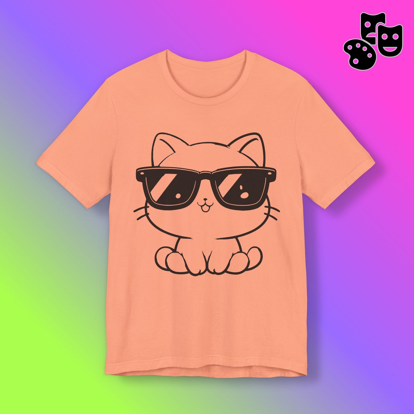 Cat Sunglasses Line Art Tee