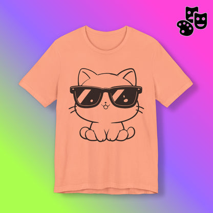 Cat Sunglasses Line Art Tee
