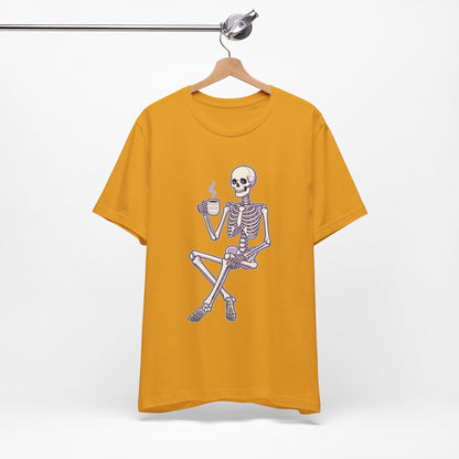 Skeleton Sips Coffee