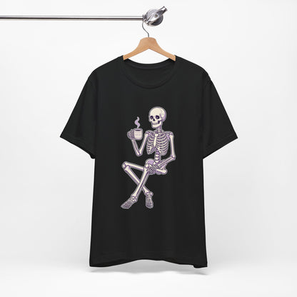 Skeleton Sips Coffee