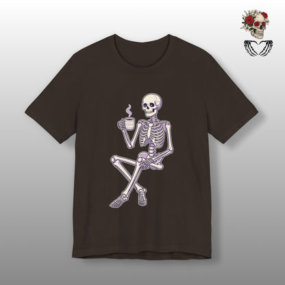 Skeleton Sips Coffee